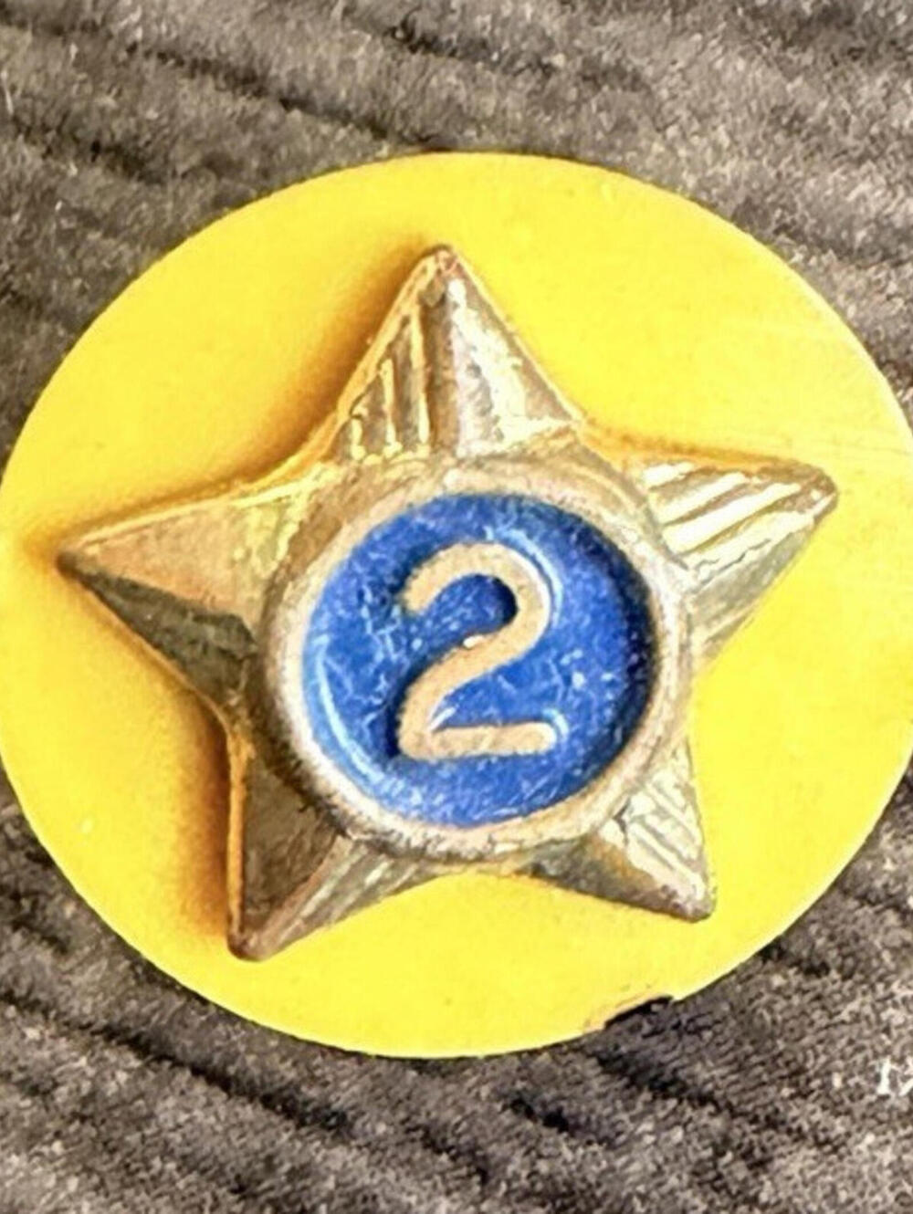 Star Award Pinback Number 2 on Yellow Background Awards Theme